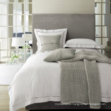 luxury 4pcs embroidered cotton white bedding set bed sheet set